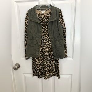 CrewCuts Leopard Print Dress with Army Green Vest